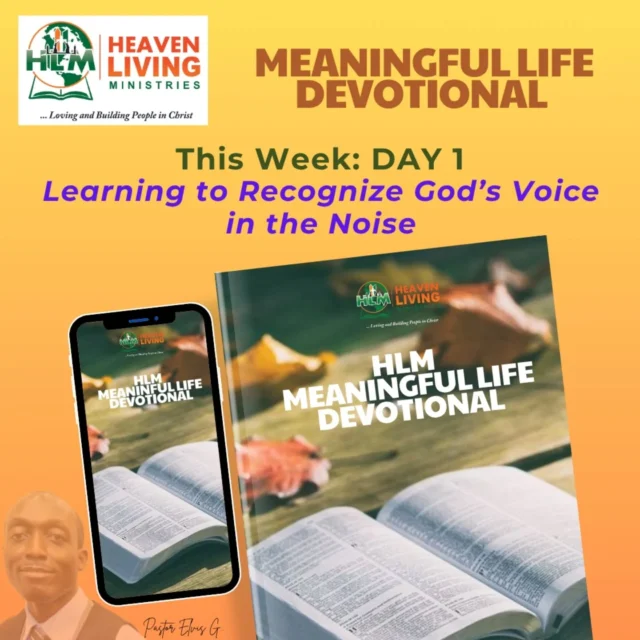 HLM MEANINGFUL LIFE DEVOTIONAL

Day 1: *Learning to Recognize God’s Voice in the Noise*

Faith is not just about believing, but about discerning the One who calls. In a world filled with countless voices—fear, doubt, culture, even our own anxieties—learning to recognize God’s voice is foundational. Just as Peter needed to know it was Jesus calling him out onto the water, we too must cultivate a relationship with God that allows us to distinguish His gentle whisper from the roar of the storm. This comes not in moments of crisis, but in the quiet, daily practice of seeking Him in Scripture and prayer.

When you know God’s voice, you can step out in faith even when the path ahead is unclear. Like a child who instantly recognizes their parent’s call, you gain confidence to move forward, trusting that the One who calls you is faithful. Don’t wait for the storm to learn His voice—start today, so that when the winds rise, you can move with assurance and peace.

John 10:27-28 (ESV). *“My sheep hear my voice, and I know them, and they follow me. I give them eternal life, and they will never perish, and no one will snatch them out of my hand.”*

*Reflection:*
Set aside ten minutes today to sit quietly with God. Ask Him to help you recognize His voice above all others. What distractions or “noises” do you need to turn down in order to hear Him more clearly?

*JESUS CHRIST Is LORD. God Wants You Well*
#HeavenLiving #InCHRIST #PastorElvisG #YearOfDivineSettlement #DailyDevotional